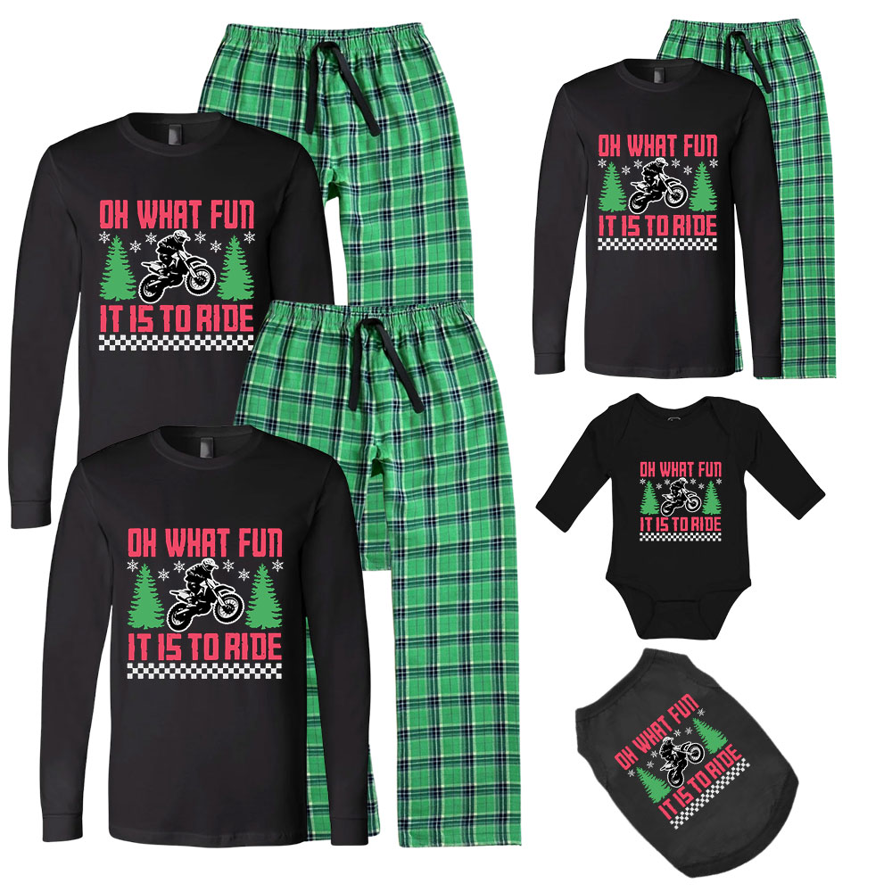 Personalized Motocross 100 Cotton Christmas PJs With Pockets Personalized Motocross 100 Cotton Christmas PJs With Pockets