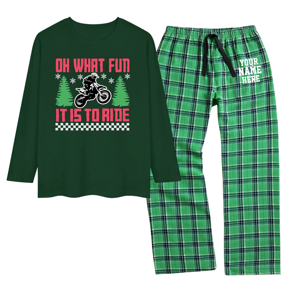 Personalized Motocross 100 Cotton Christmas PJs With Pockets Personalized Motocross 100 Cotton Christmas PJs With Pockets
