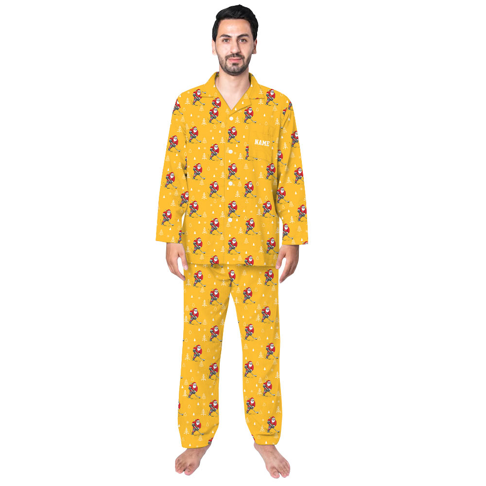 Happy Hockey Santa Claus Matching Family Christmas Jammies Happy Hockey Santa Claus Matching Family Christmas Jammies