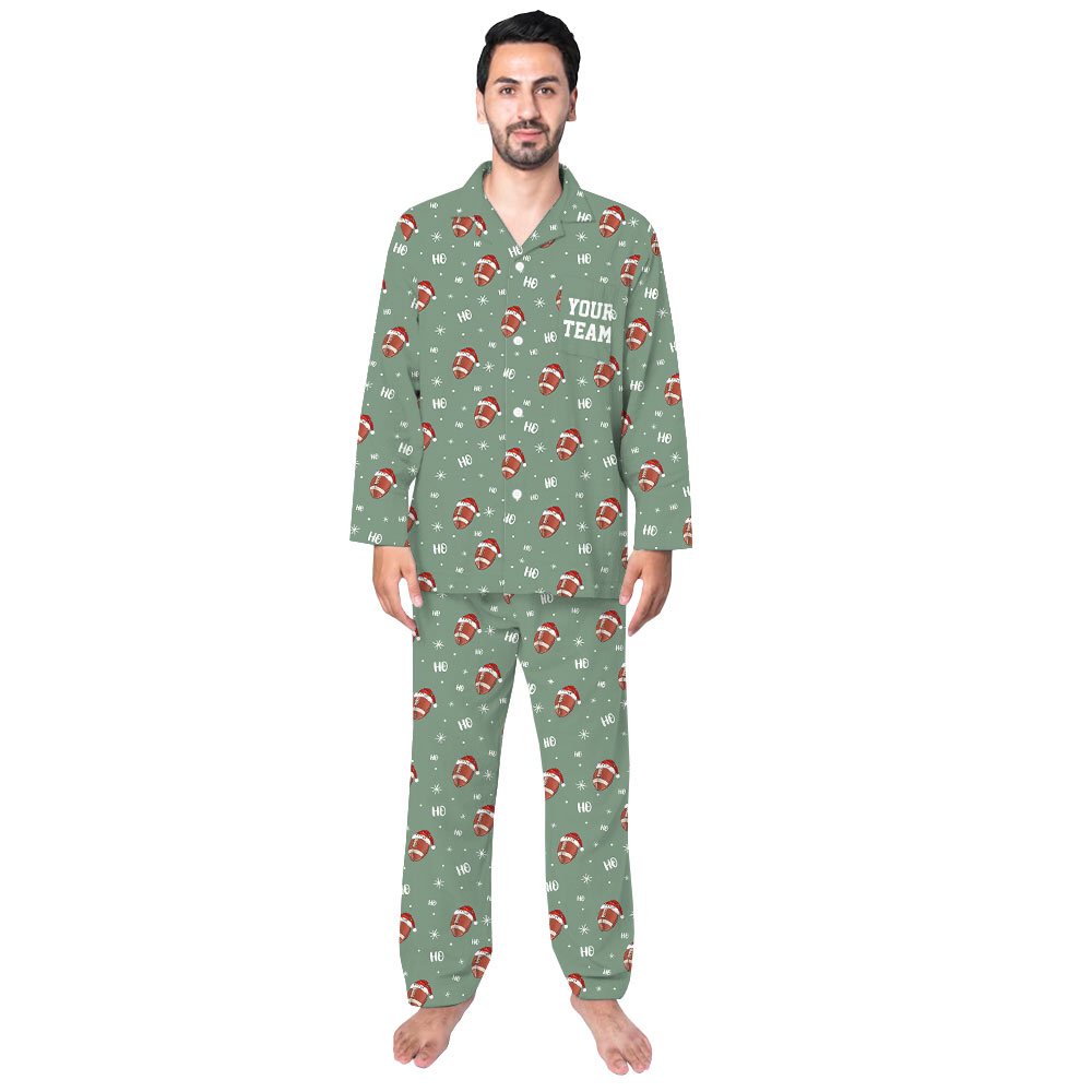 Calm Green Football Family Christmas Pajamas Calm Green Football Family Christmas Pajamas