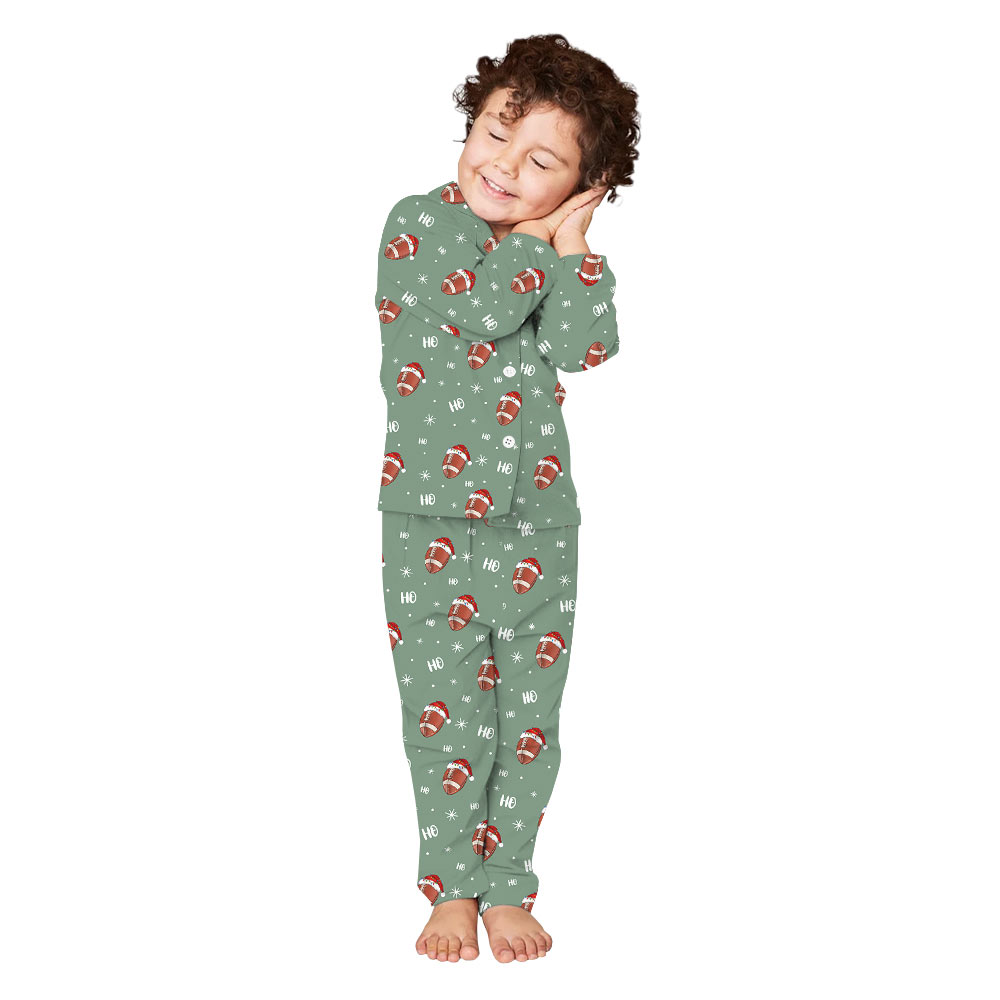 Calm Green Football Family Christmas Pajamas Calm Green Football Family Christmas Pajamas