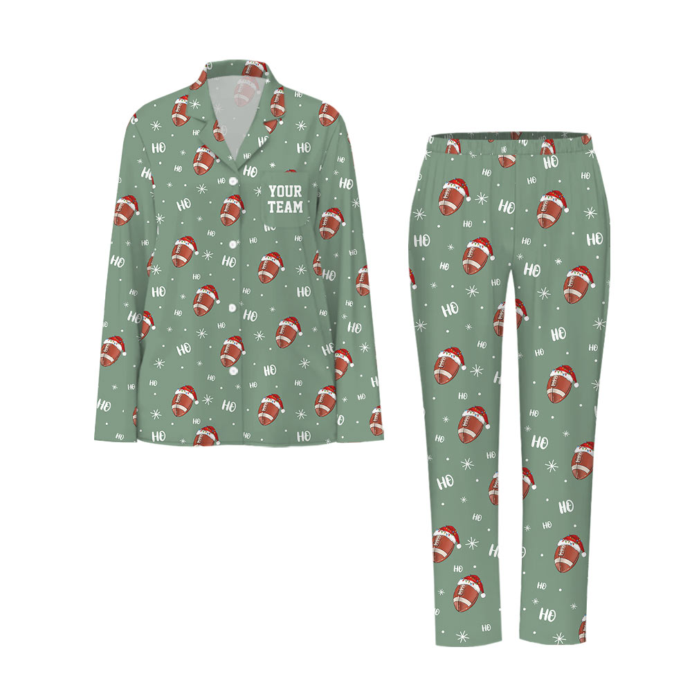 Calm Green Football Family Christmas Pajamas Calm Green Football Family Christmas Pajamas