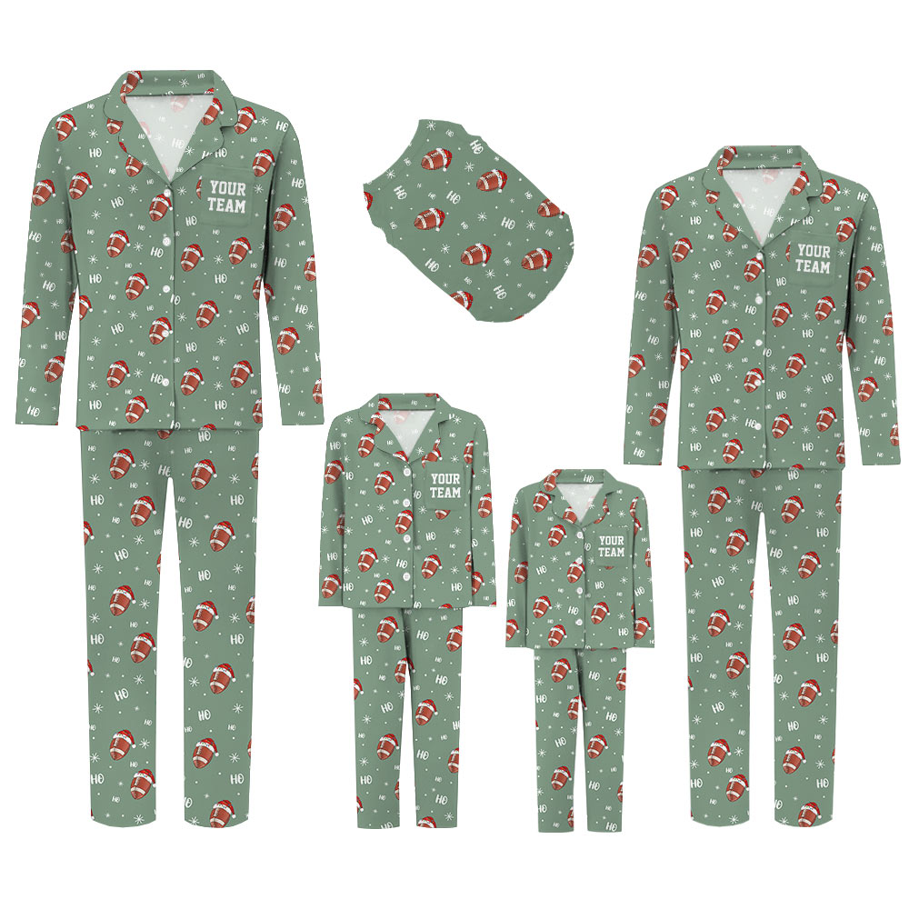 Calm Green Football Family Christmas Pajamas Calm Green Football Family Christmas Pajamas