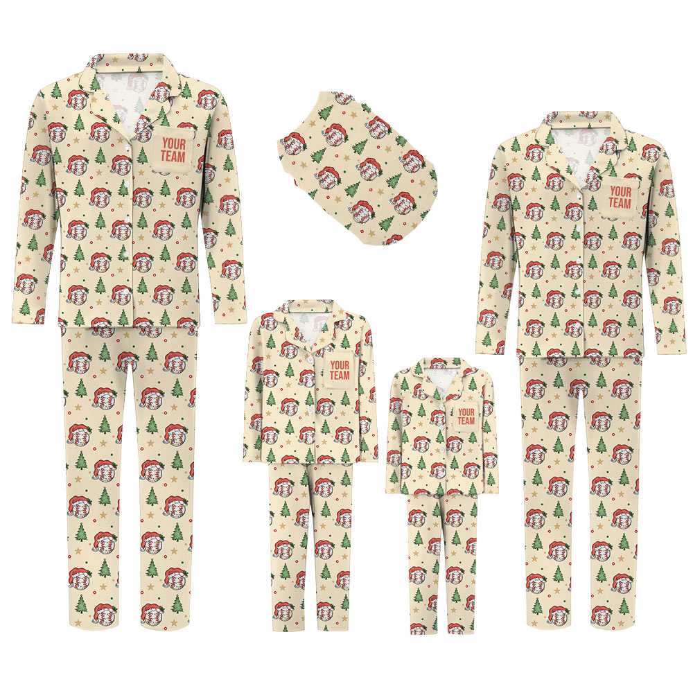 Wanted Baseball Christmas Pajamas for Family With Dog Wanted Baseball Christmas Pajamas for Family With Dog