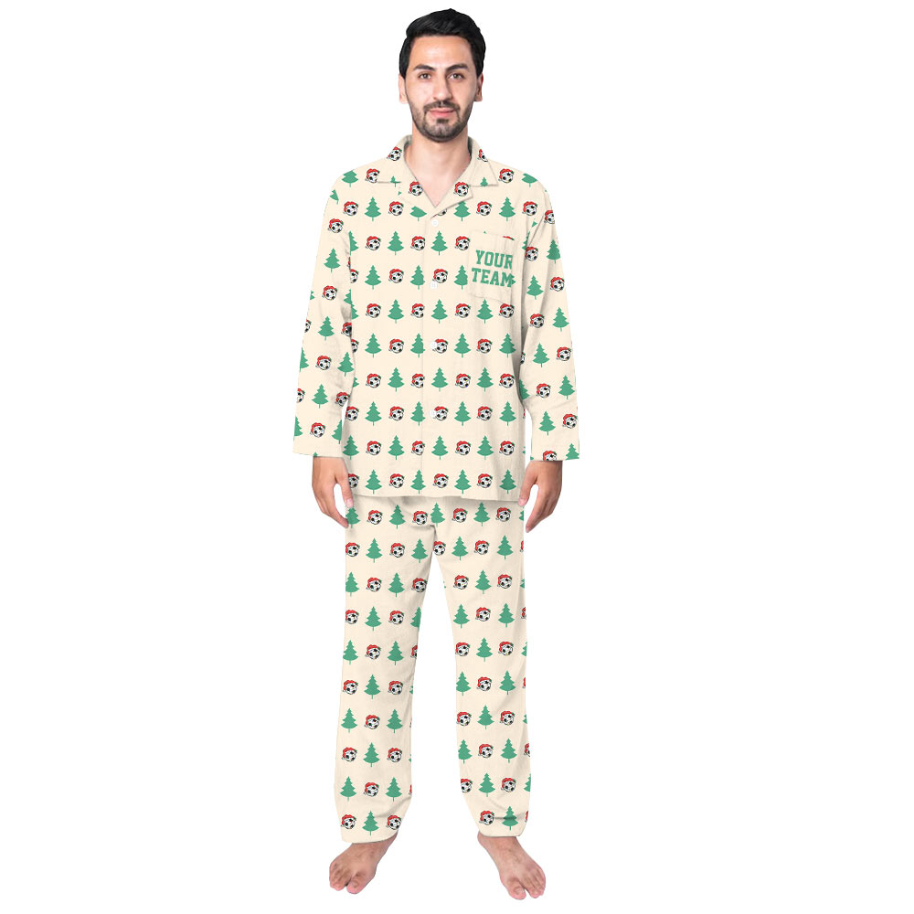 Festive Soccer Wearing Santa’s Hat Christmas Family Pajamas And Dog Festive Soccer Wearing Santa’s Hat Christmas Family Pajamas And Dog