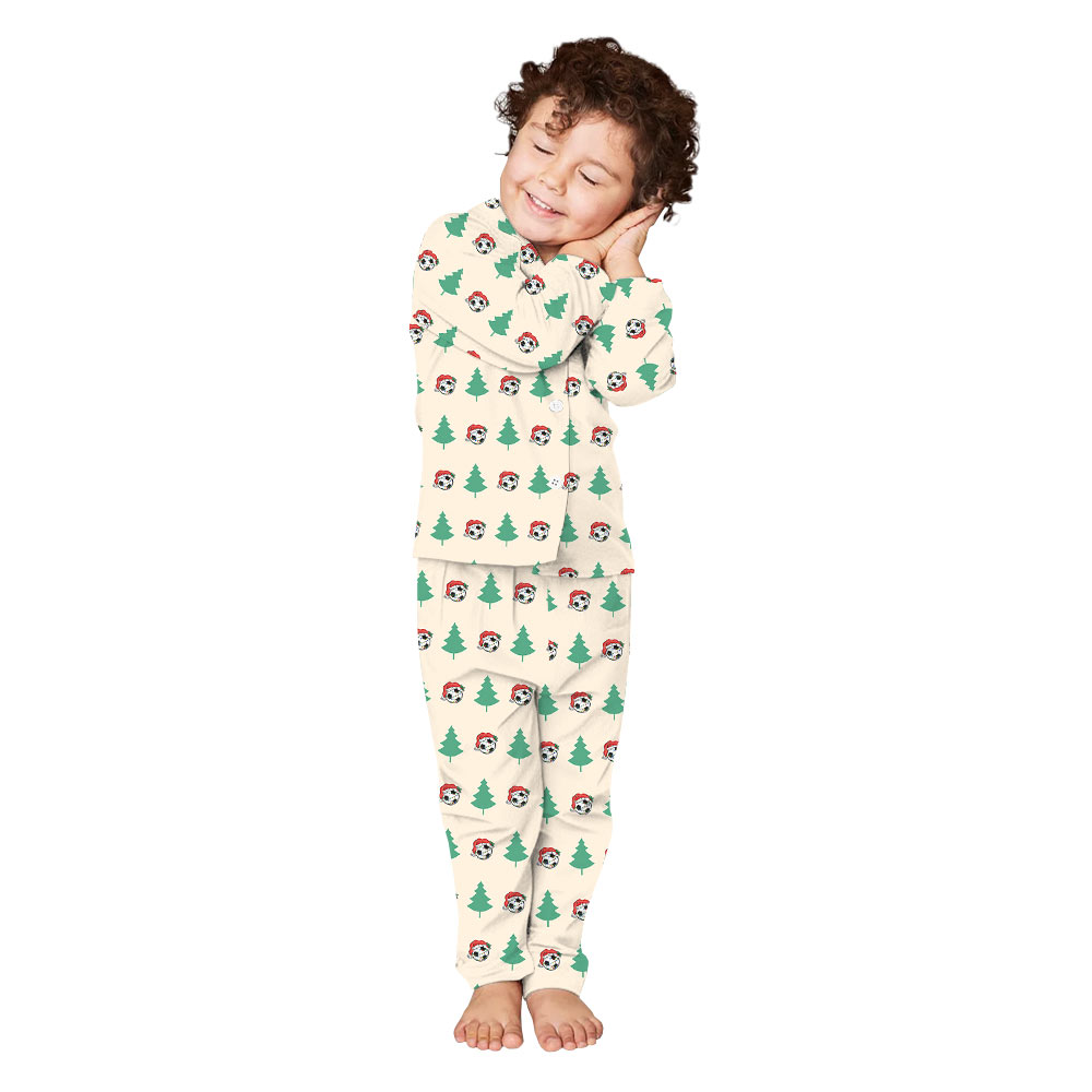 Festive Soccer Wearing Santa’s Hat Christmas Family Pajamas And Dog Festive Soccer Wearing Santa’s Hat Christmas Family Pajamas And Dog