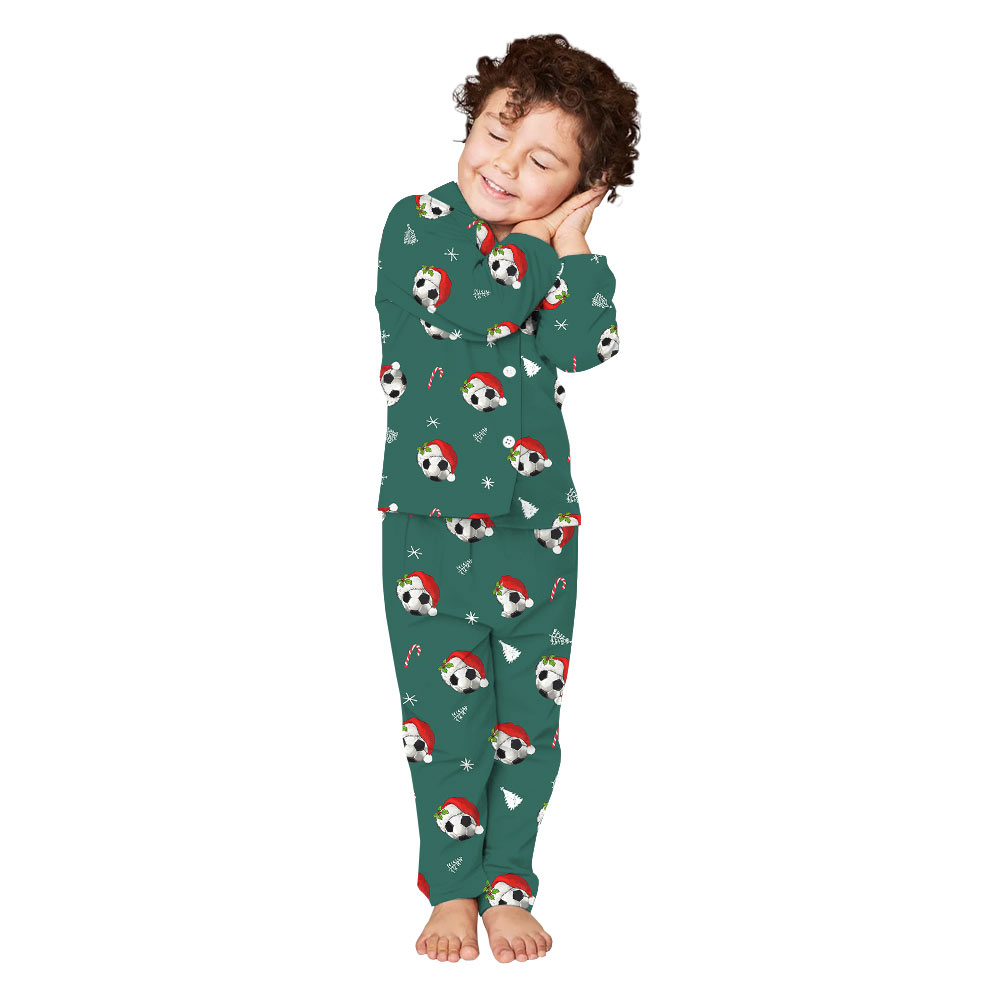 Festive Green Personalized Soccer Family Christmas Pajamas Festive Green Personalized Soccer Family Christmas Pajamas