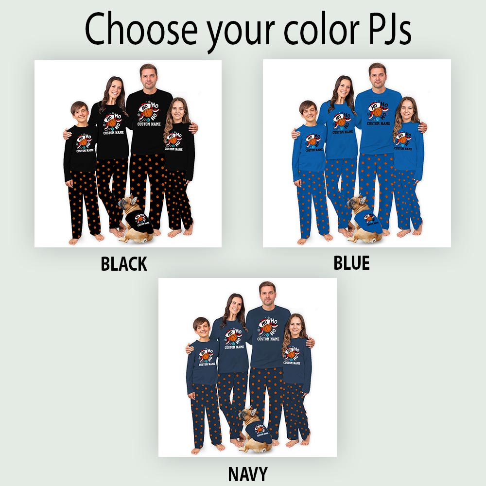 Name Custom Family Christmas Pajamas with Basketball Theme Name Custom Family Christmas Pajamas with Basketball Theme