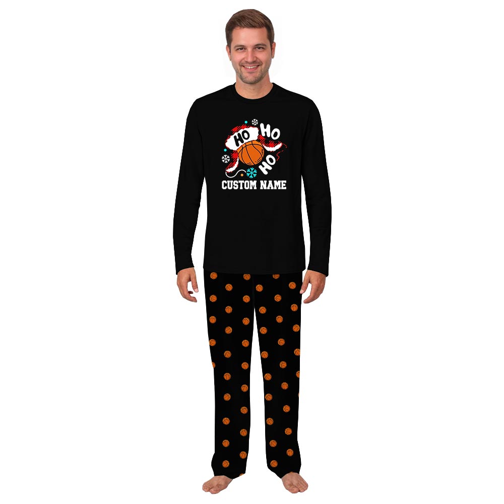 Name Custom Family Christmas Pajamas with Basketball Theme Name Custom Family Christmas Pajamas with Basketball Theme