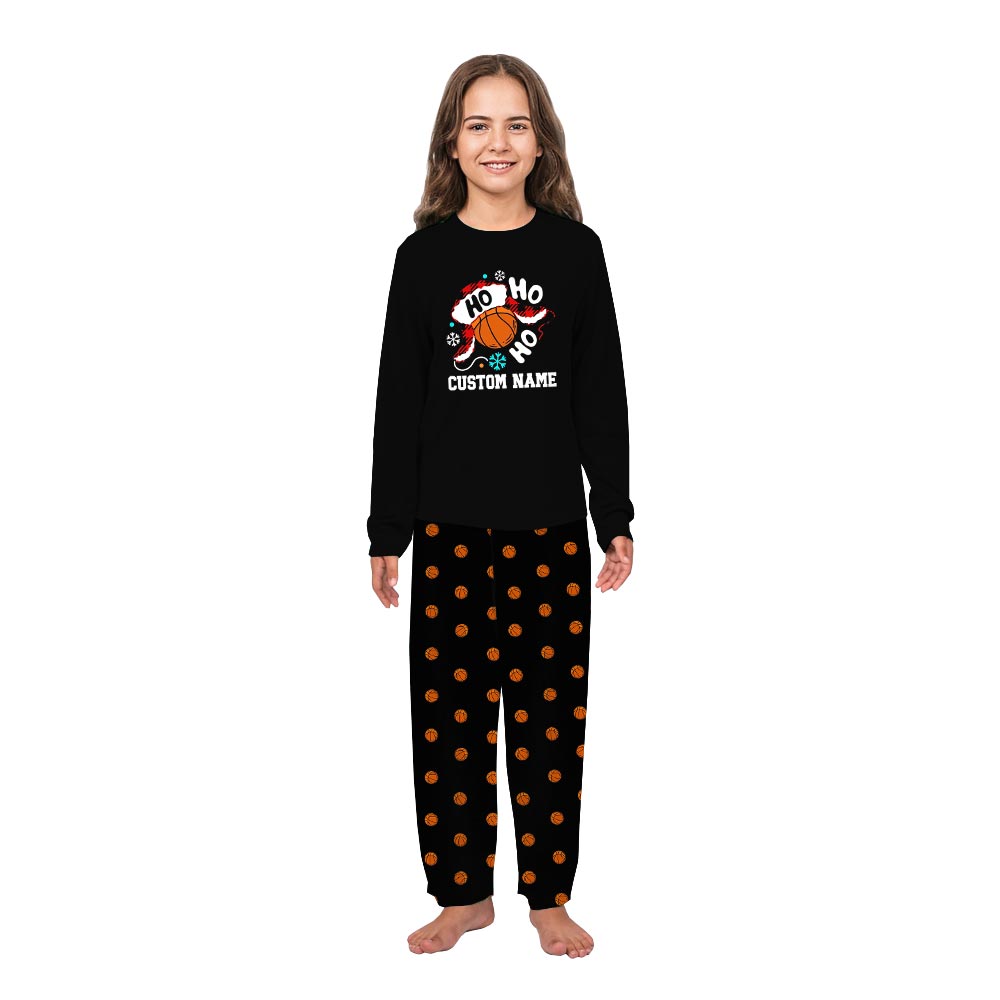 Name Custom Family Christmas Pajamas with Basketball Theme Name Custom Family Christmas Pajamas with Basketball Theme