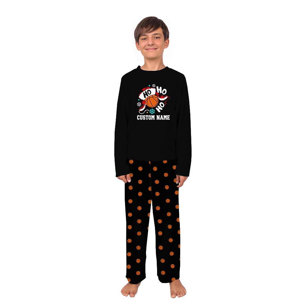 Name Custom Family Christmas Pajamas with Basketball Theme Name Custom Family Christmas Pajamas with Basketball Theme