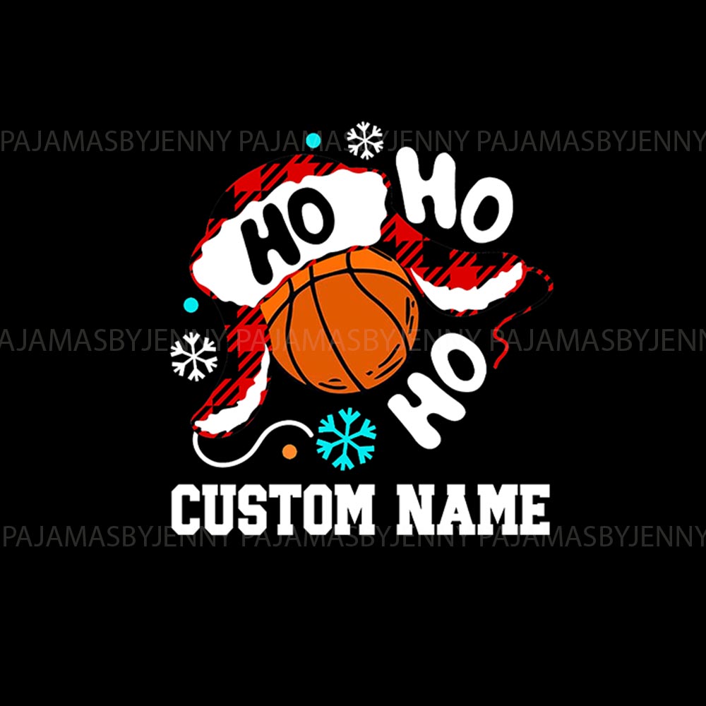 Name Custom Family Christmas Pajamas with Basketball Theme Name Custom Family Christmas Pajamas with Basketball Theme