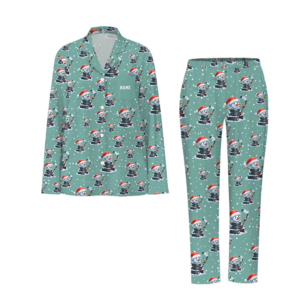 Favorite Funny Hockey Snowman Family Christmas Pajamas Favorite Funny Hockey Snowman Family Christmas Pajamas