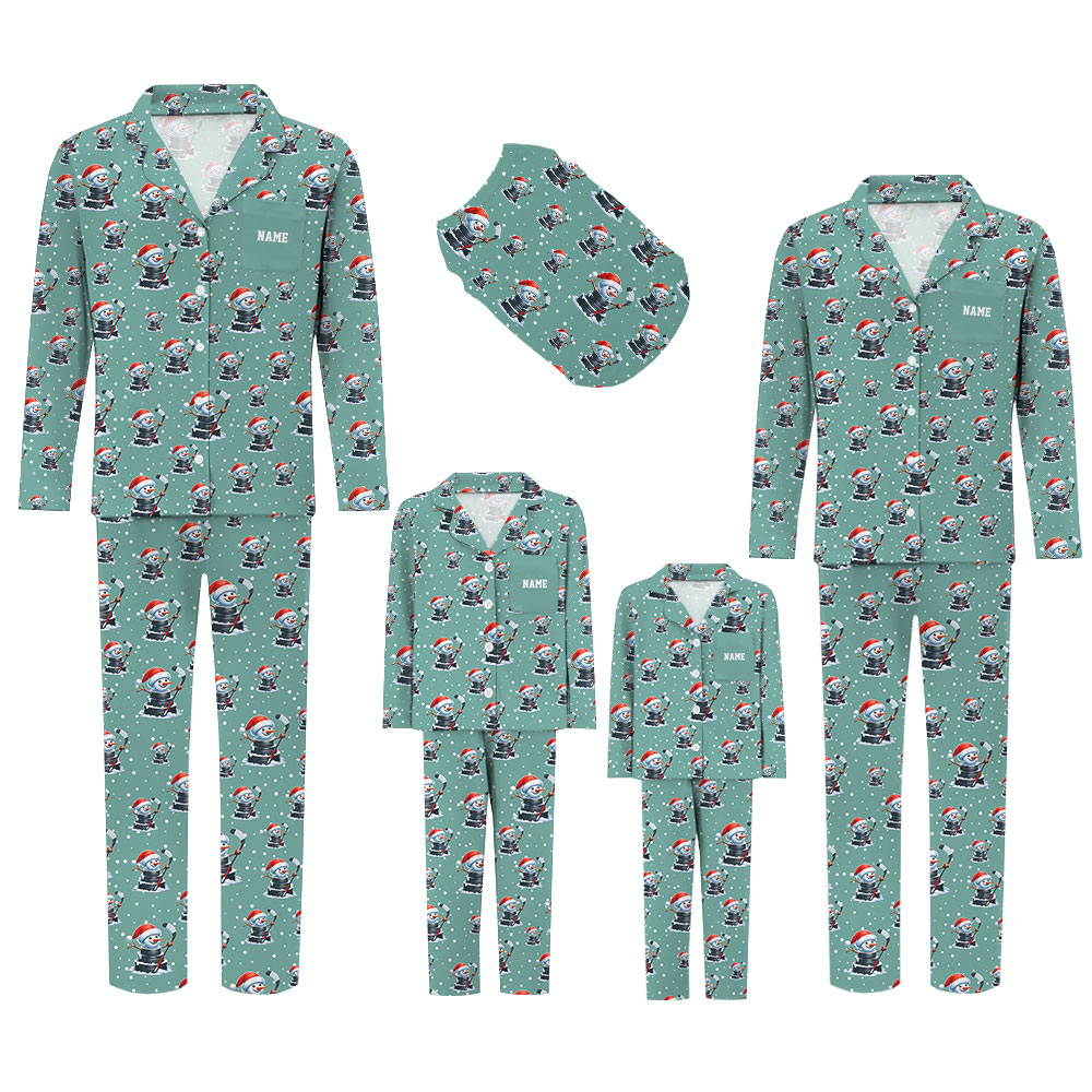 Favorite Funny Hockey Snowman Family Christmas Pajamas Favorite Funny Hockey Snowman Family Christmas Pajamas
