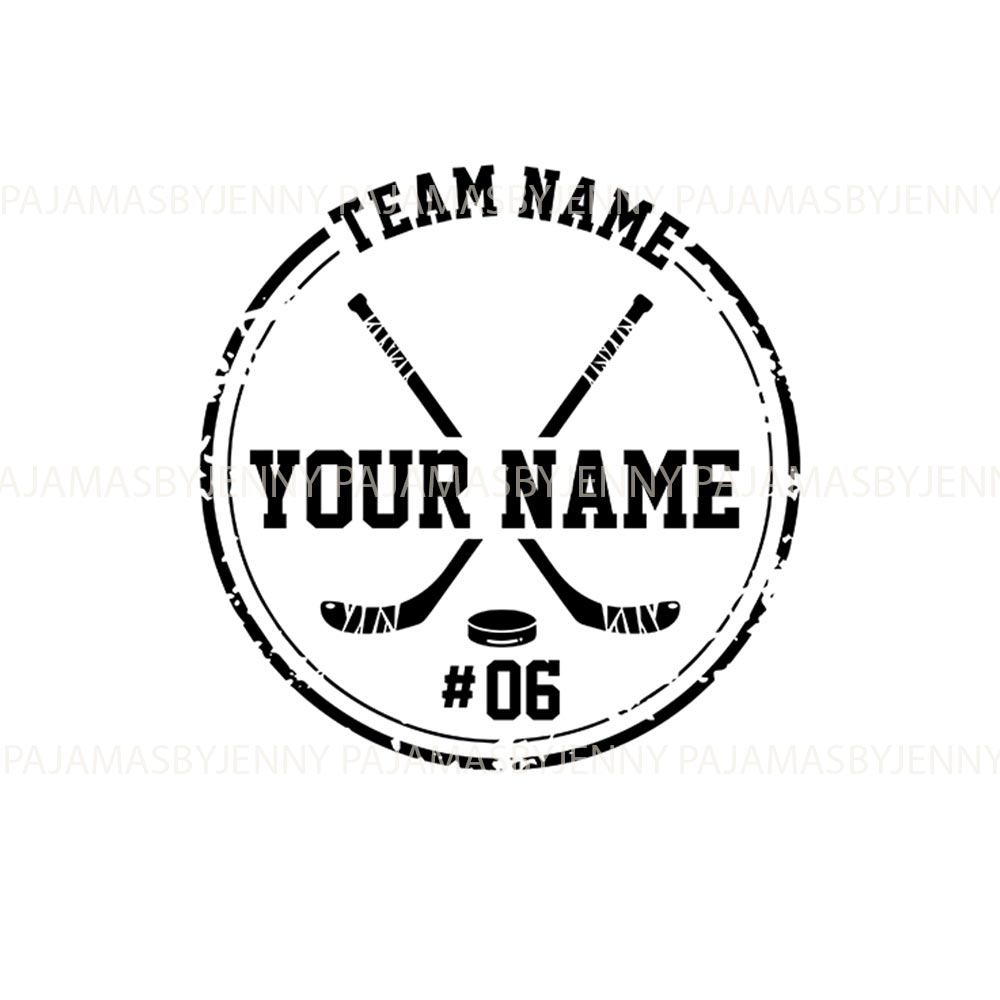 Name Personalized Holiday Pajamas with Playful Hockey Theme Name Personalized Holiday Pajamas with Playful Hockey Theme