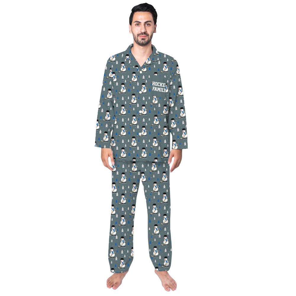 Funny Hockey Snowman Family Christmas Pajamas Funny Hockey Snowman Family Christmas Pajamas