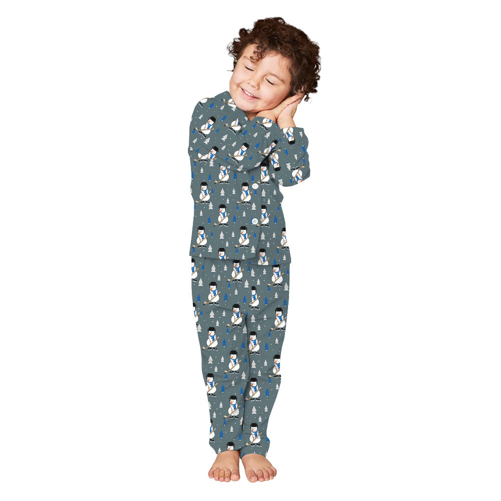 Funny Hockey Snowman Family Christmas Pajamas Funny Hockey Snowman Family Christmas Pajamas
