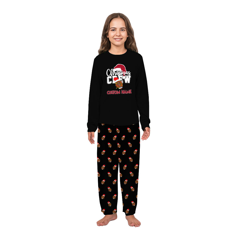 Name Personalized PJs Set with Christmas Football Theme