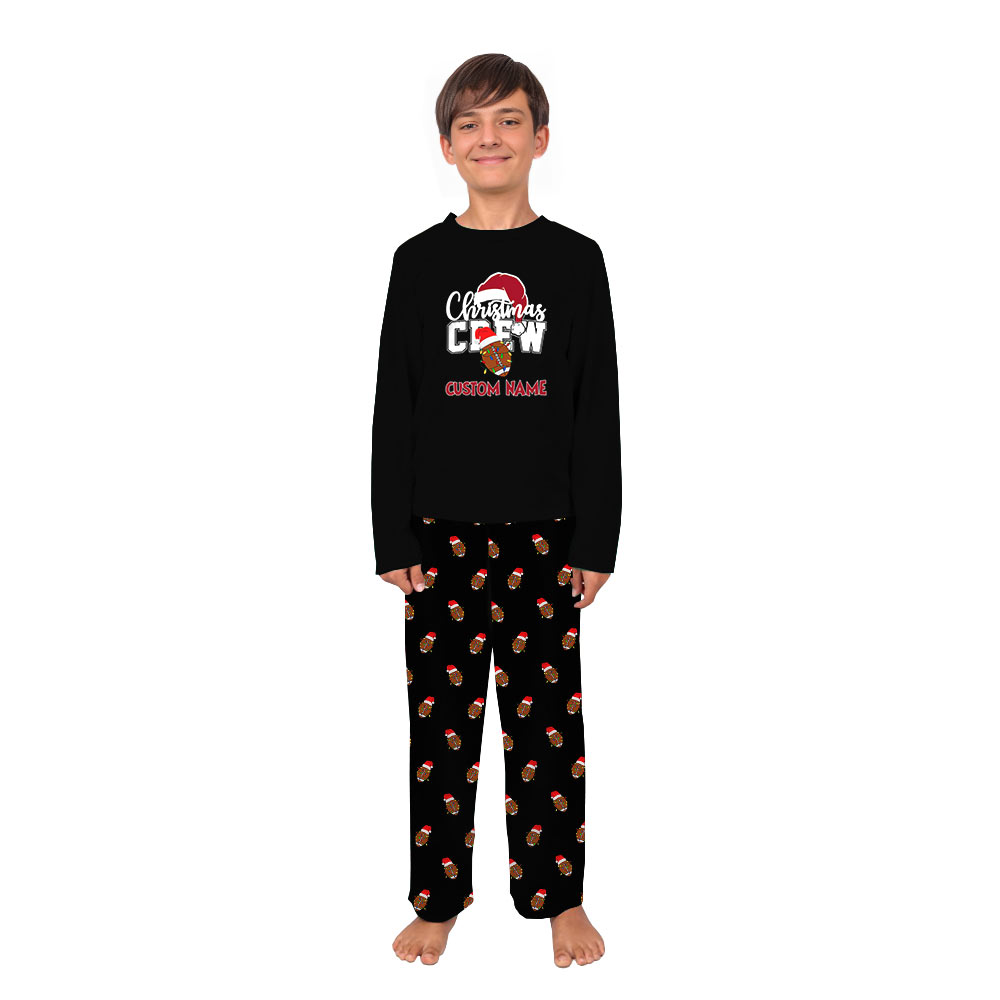 Name Personalized PJs Set with Christmas Football Theme