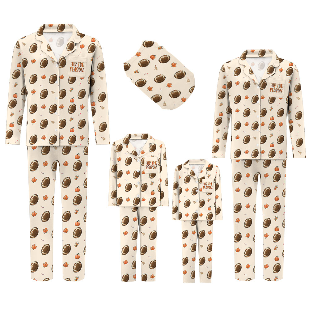 Delightful American Football Matching Family Pajamas With Dog Delightful American Football Matching Family Pajamas With Dog