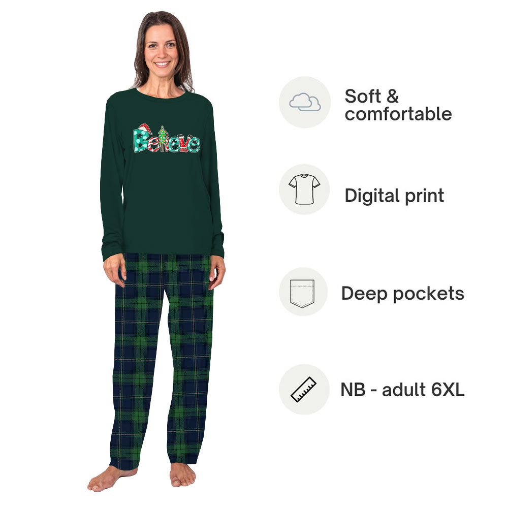 Christmas Believe Quote Pajamas Family And Dog Christmas Believe Quote Pajamas Family And Dog