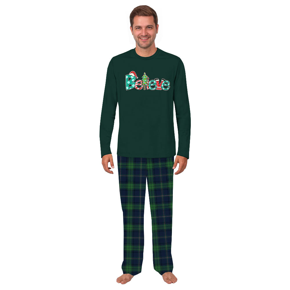 Christmas Believe Quote Pajamas Family And Dog Christmas Believe Quote Pajamas Family And Dog