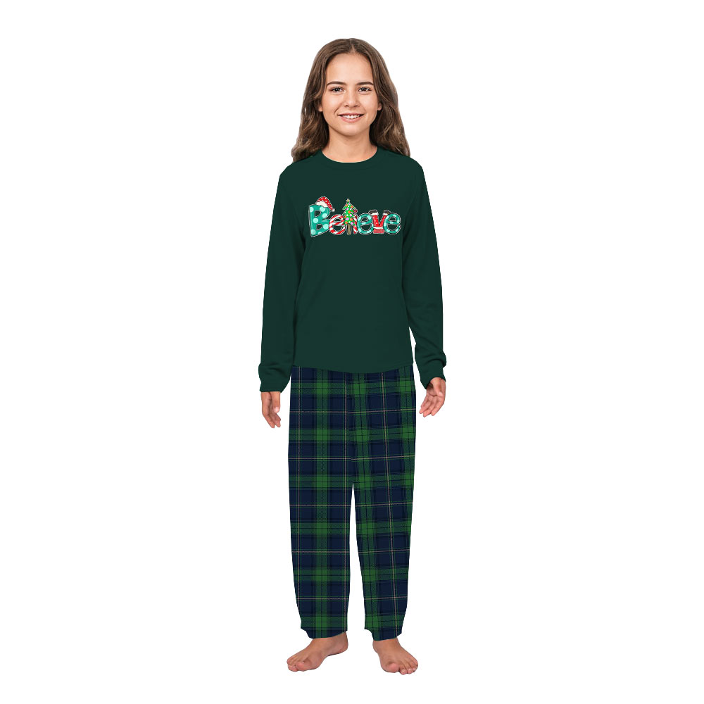 Christmas Believe Quote Pajamas Family And Dog Christmas Believe Quote Pajamas Family And Dog