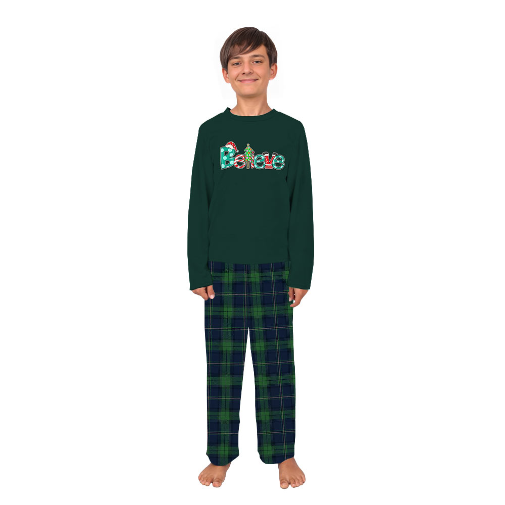Christmas Believe Quote Pajamas Family And Dog Christmas Believe Quote Pajamas Family And Dog