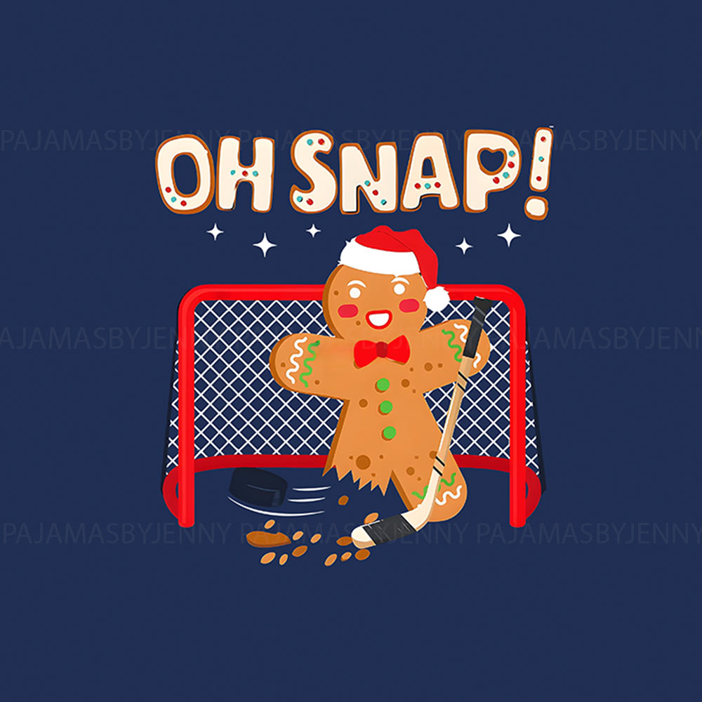 Playing Hockey Gingerbread Matching Family Pajamas Playing Hockey Gingerbread Matching Family Pajamas