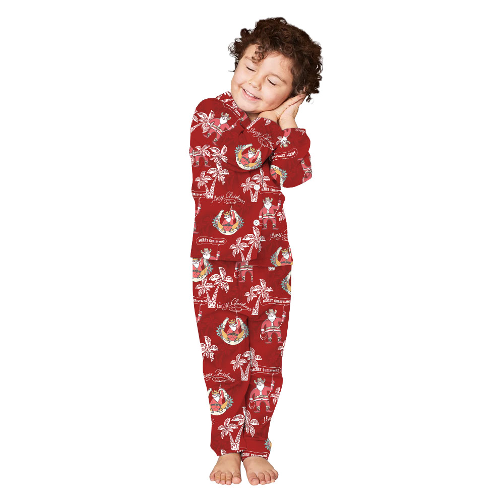Cowboy Santa Tropical Christmas Pajamas For Family And Pets