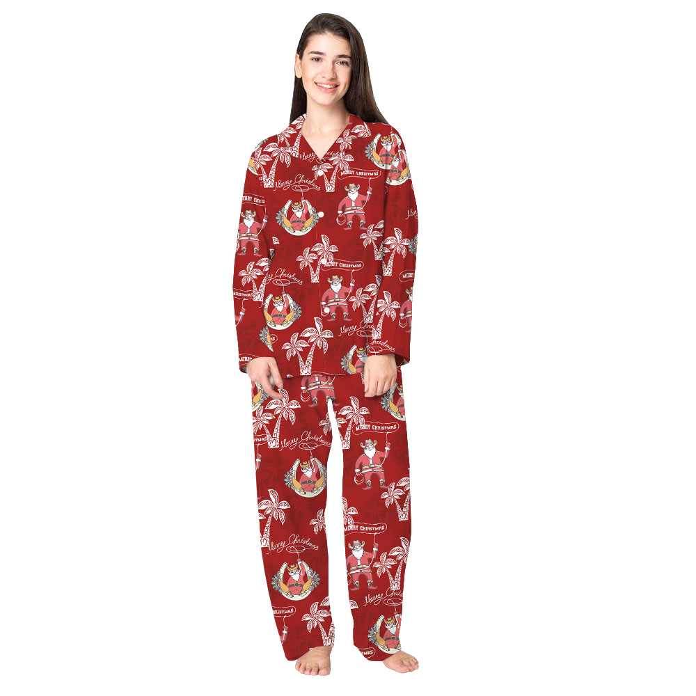 Cowboy Santa Tropical Christmas Pajamas For Family And Pets