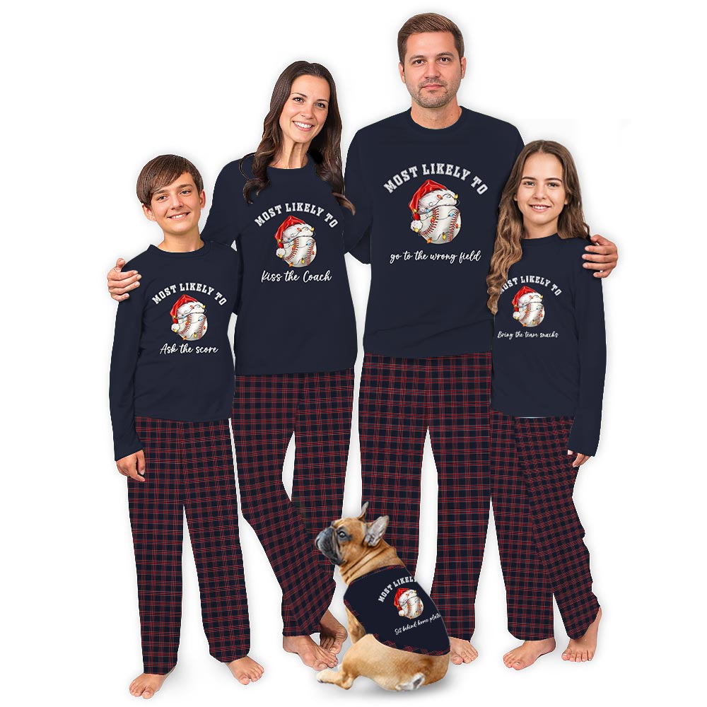 Quote Personalised Christmas PJs with Baseball Theme for Families Quote Personalised Christmas PJs with Baseball Theme for Families