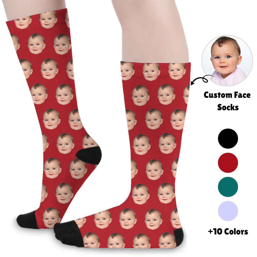 [Live Preview] Personalized Christmas Socks With Faces On Them