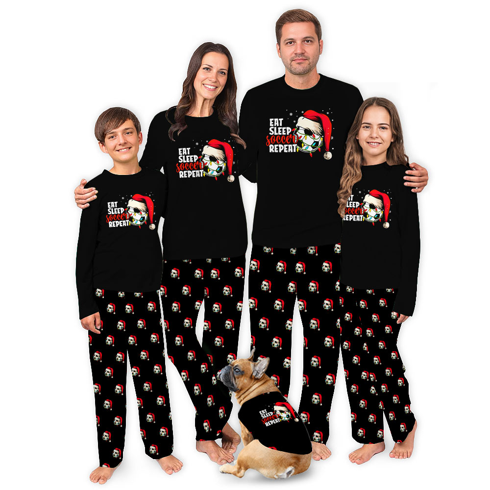 Eat Sleep Soccer Repeat Family Christmas Pajamas Including Dog Eat Sleep Soccer Repeat Family Christmas Pajamas Including Dog