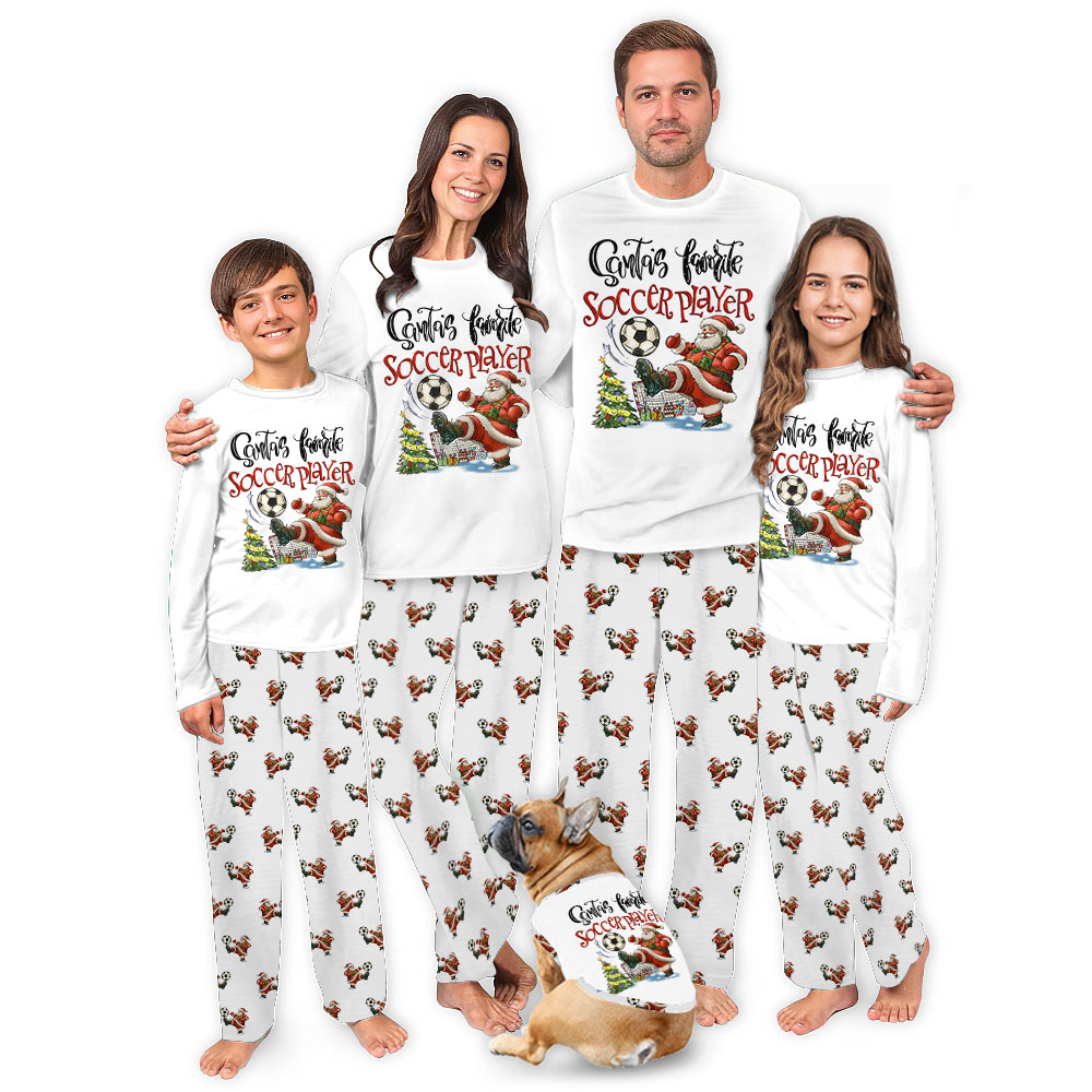 Santa Kicking Soccer in Family Pajama Sets For Christmas Santa Kicking Soccer in Family Pajama Sets For Christmas