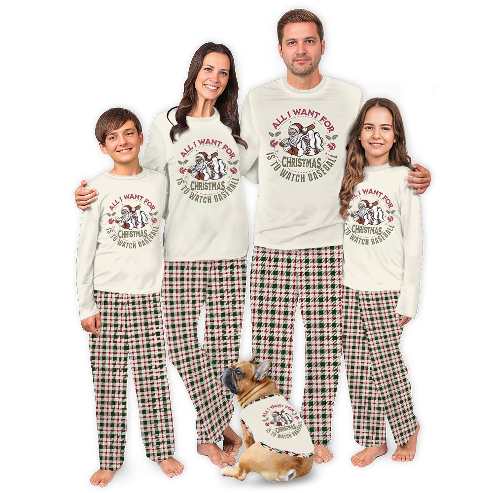 Santa Baseball Fun Matching Family Christmas Pajamas Santa Baseball Fun Matching Family Christmas Pajamas