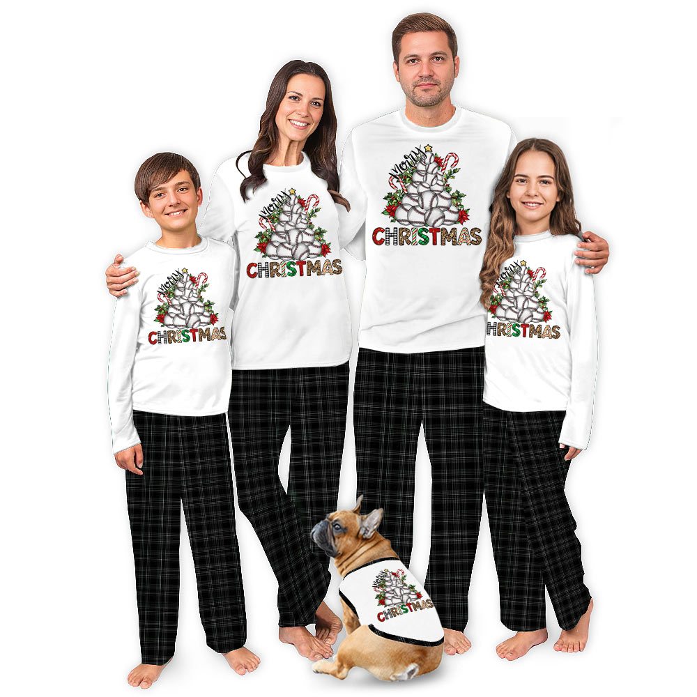 Cheerful Baseball Xmas Tree Themed Matching Family Christmas Jammies Cheerful Baseball Xmas Tree Themed Matching Family Christmas Jammies