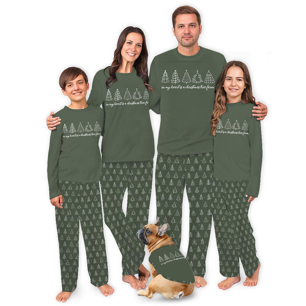 Festive Xmas Tree Themed Family Christmas Pajama Set