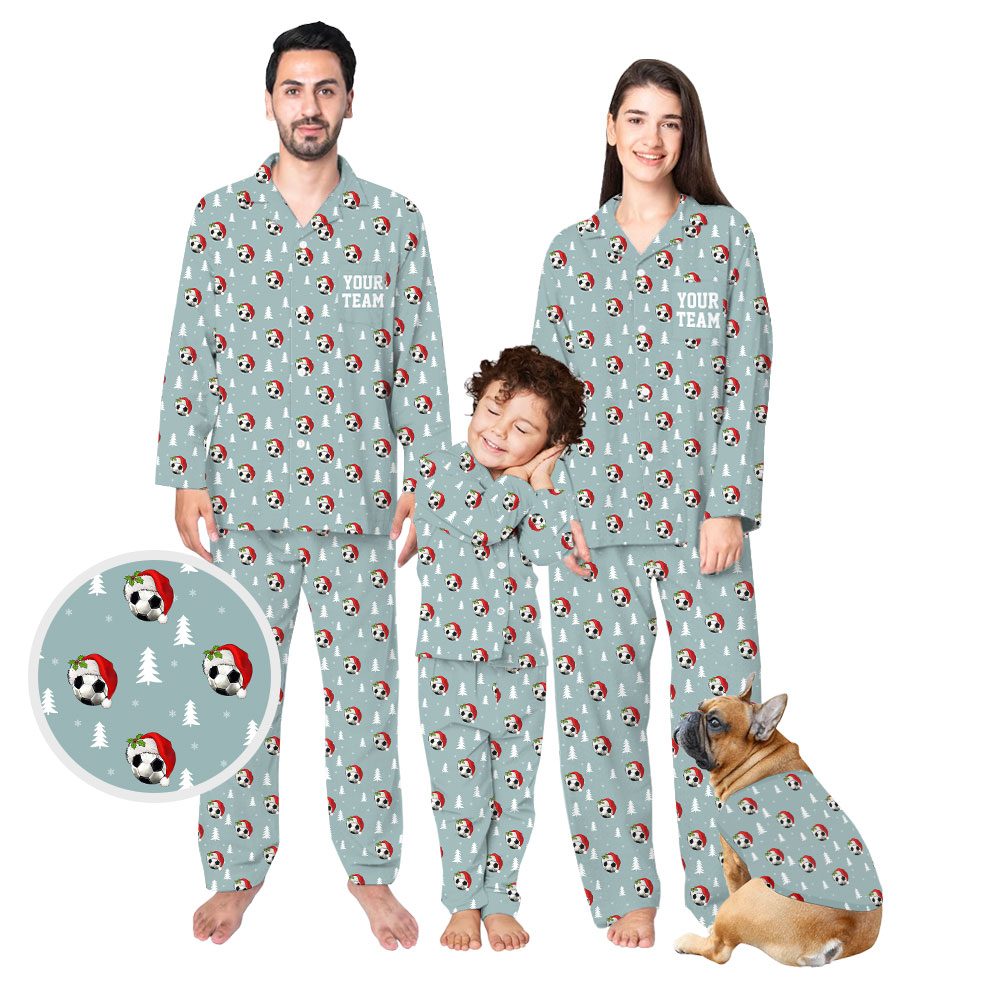 Festive Soccer Ball Christmas Pajamas Shirt And Pants Festive Soccer Ball Christmas Pajamas Shirt And Pants