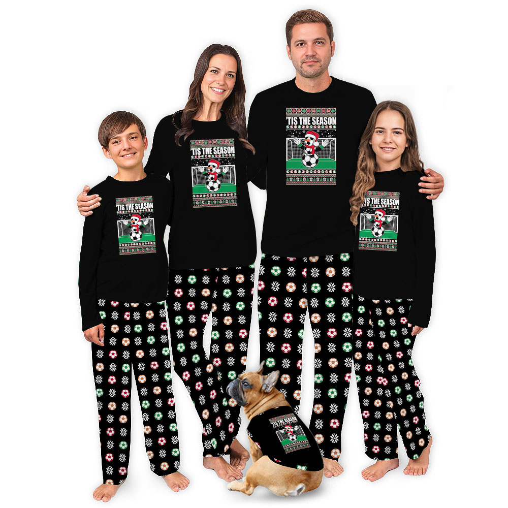 Tis The Season Soccer Christmas Pajamas With Pockets Tis The Season Soccer Christmas Pajamas With Pockets
