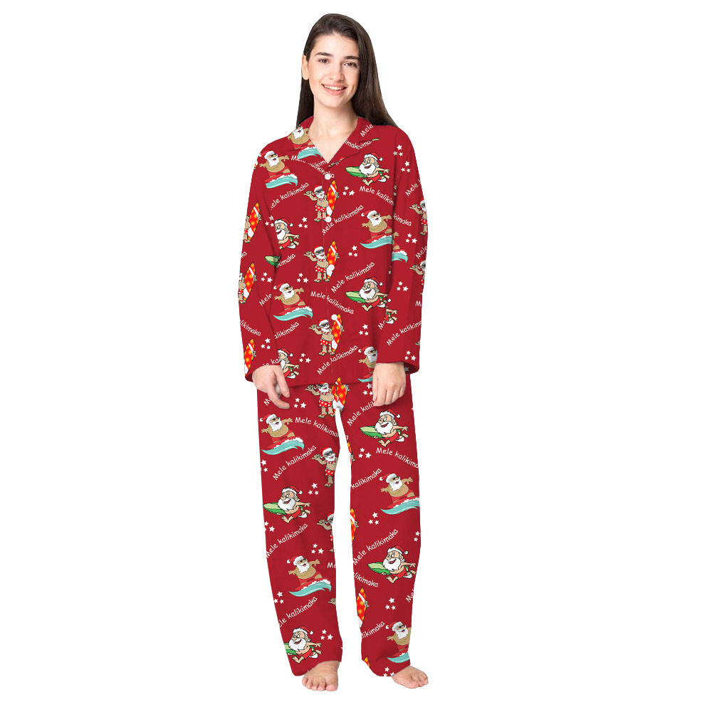Santa Matching Tropical Christmas Pajamas Family Red Santa Matching Tropical Christmas Pajamas Family Red