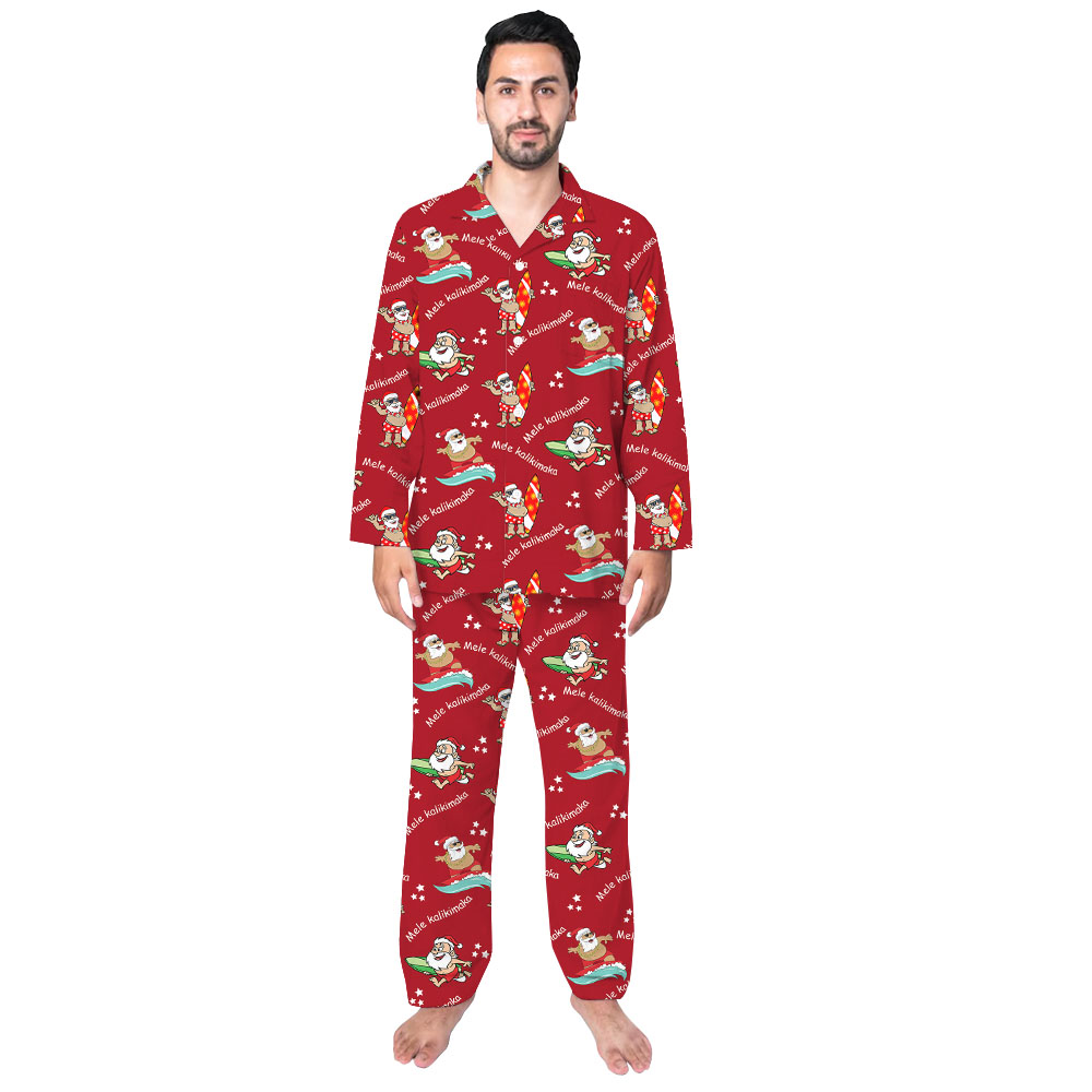 Santa Matching Tropical Christmas Pajamas Family Red Santa Matching Tropical Christmas Pajamas Family Red