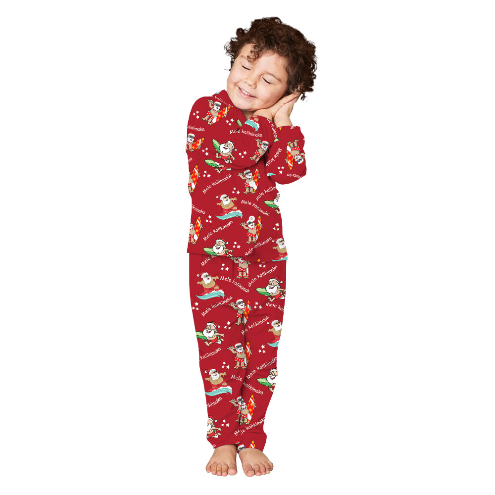 Santa Matching Tropical Christmas Pajamas Family Red Santa Matching Tropical Christmas Pajamas Family Red