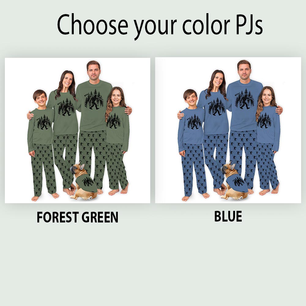 Bigfoot Hockey Family Matching Pajamas With Dog Christmas Bigfoot Hockey Family Matching Pajamas With Dog Christmas