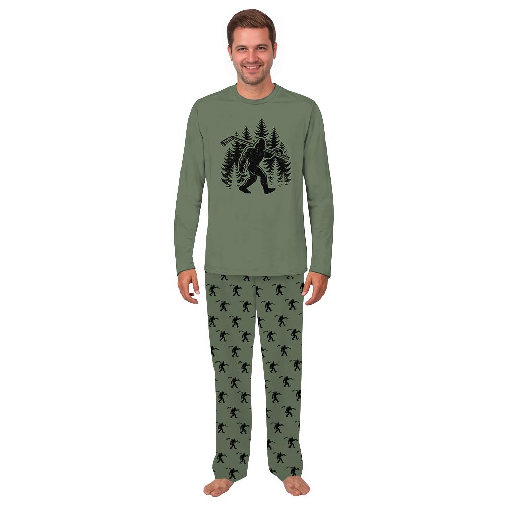 Bigfoot Hockey Family Matching Pajamas With Dog Christmas Bigfoot Hockey Family Matching Pajamas With Dog Christmas