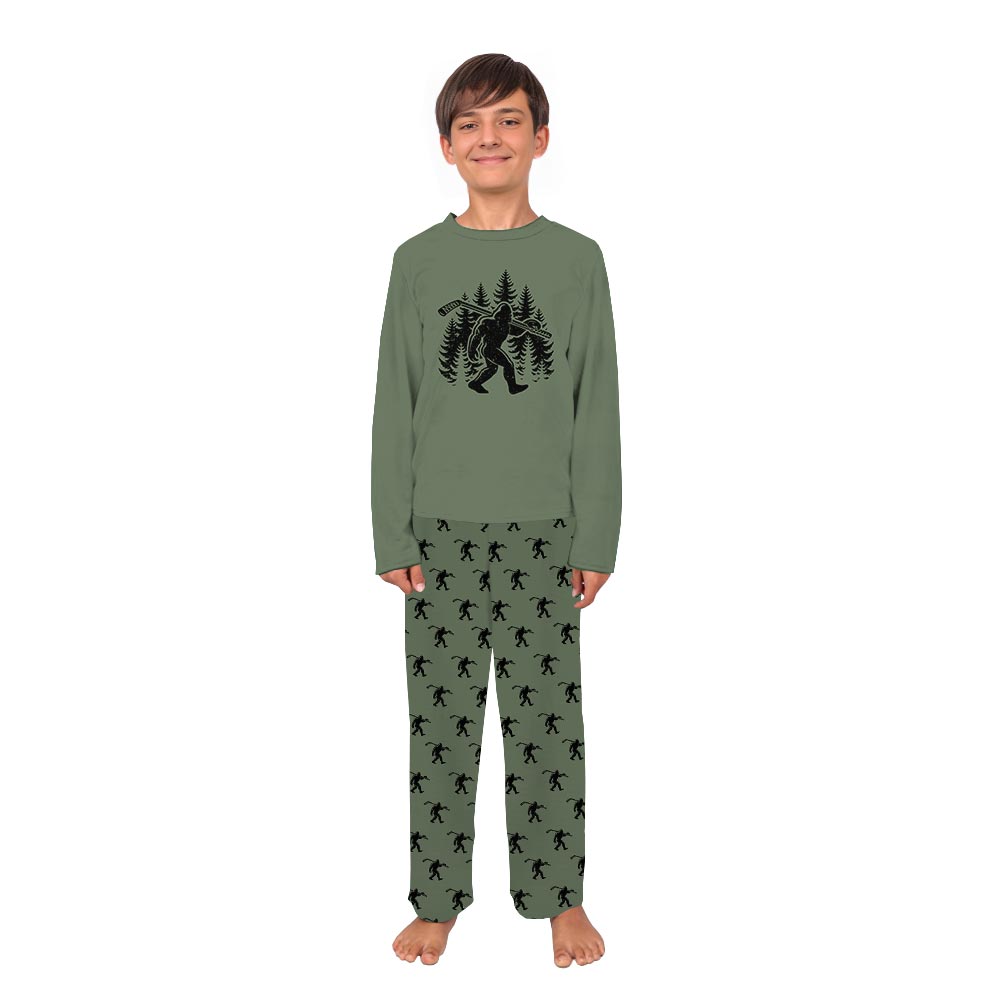 Bigfoot Hockey Family Matching Pajamas With Dog Christmas Bigfoot Hockey Family Matching Pajamas With Dog Christmas