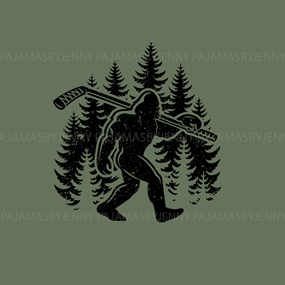 Bigfoot Hockey Family Matching Pajamas With Dog Christmas Bigfoot Hockey Family Matching Pajamas With Dog Christmas
