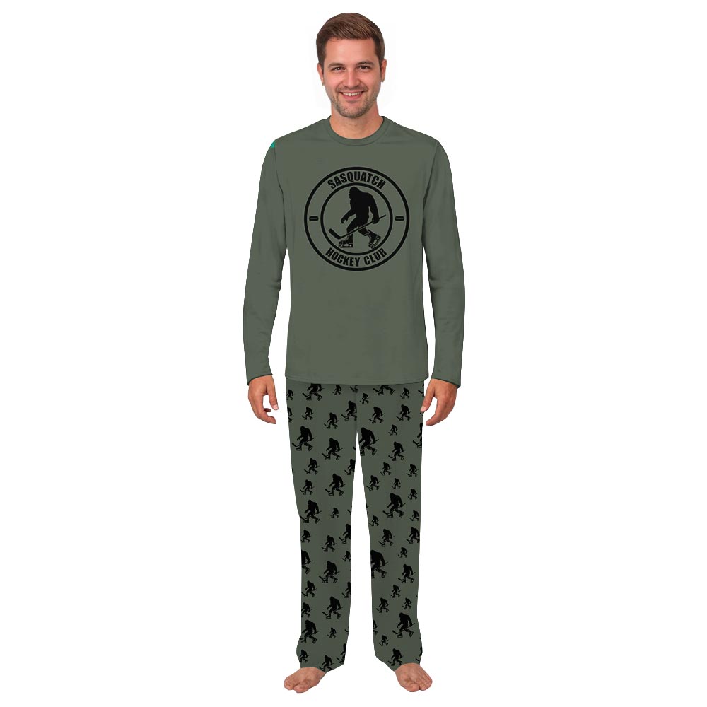 Sasquatch Hockey Club Family Pyjamas With Dog Sasquatch Hockey Club Family Pyjamas With Dog