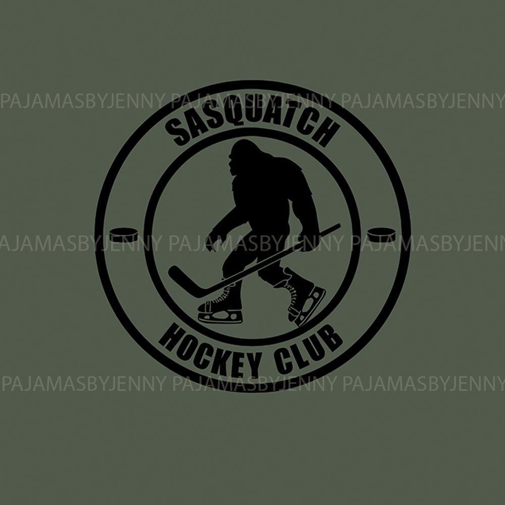 Sasquatch Hockey Club Family Pyjamas With Dog Sasquatch Hockey Club Family Pyjamas With Dog