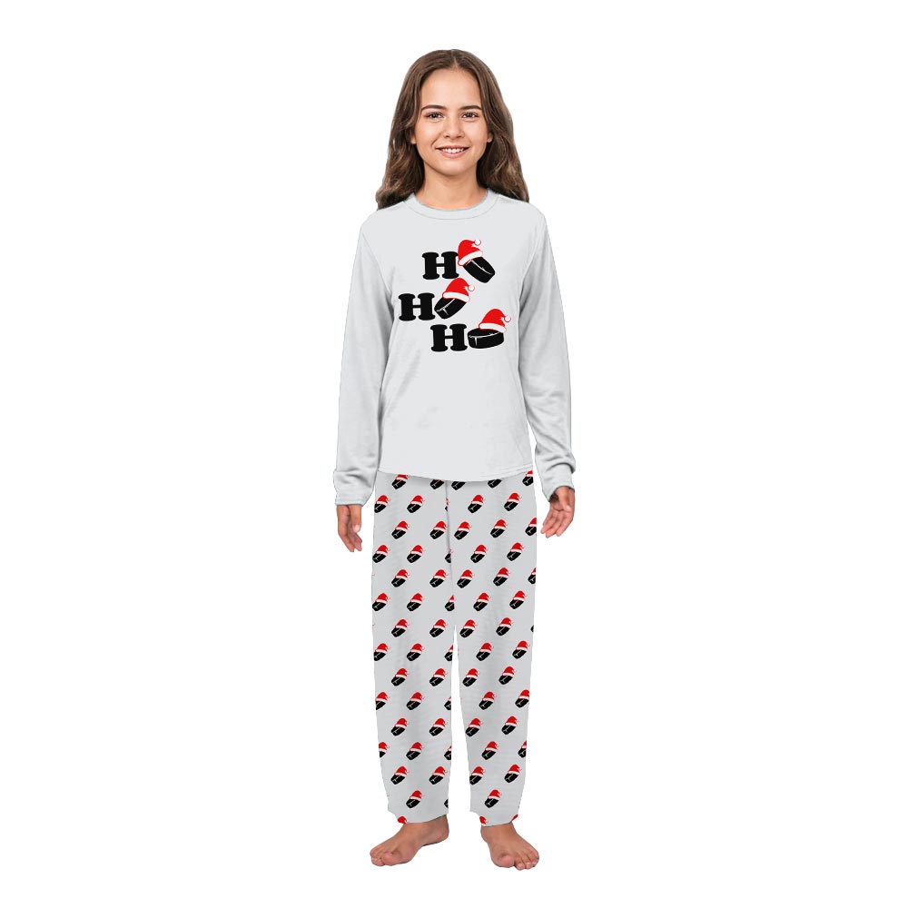 Ho Ho Ho Hockey Christmas Pajamas Family And Dog Set